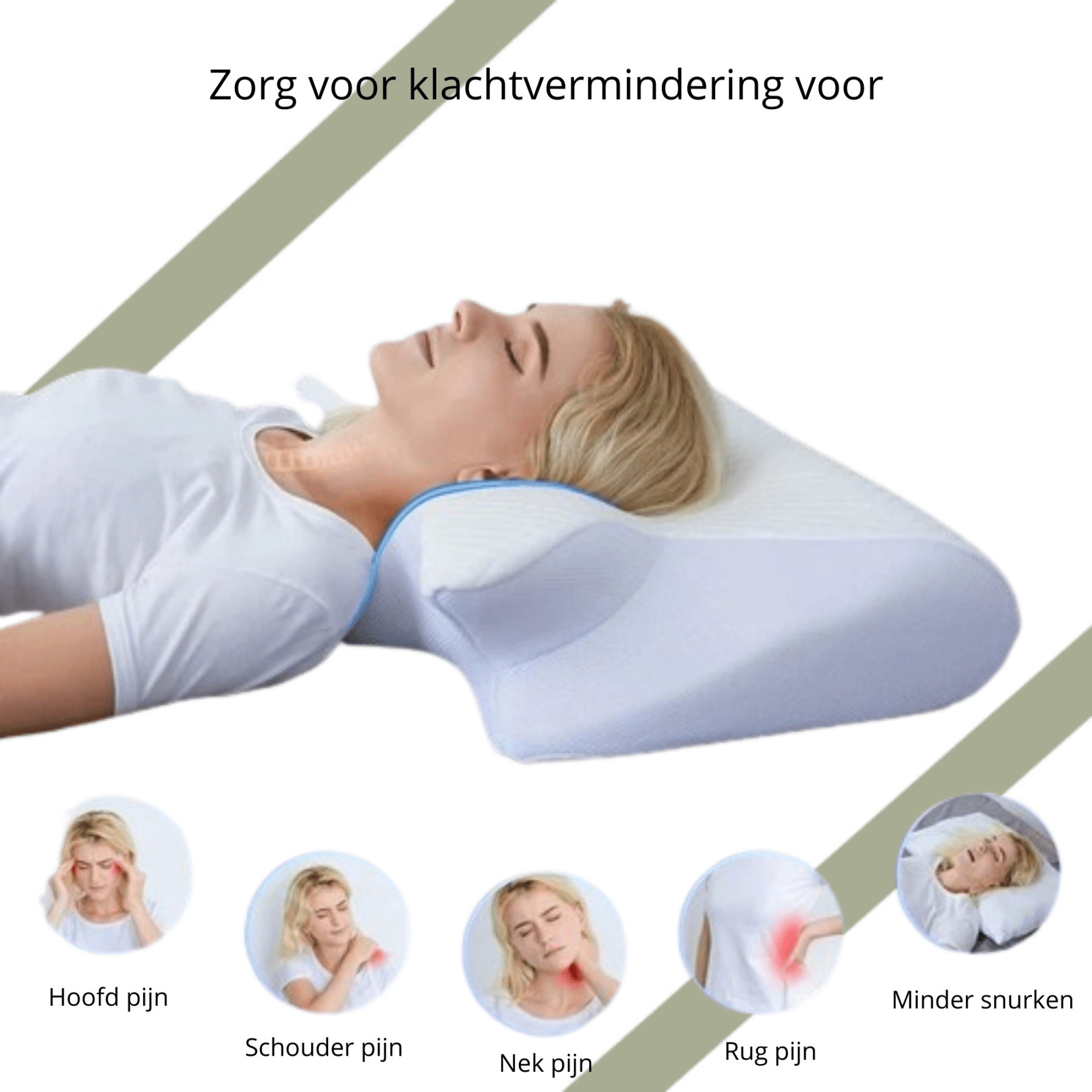 Ergonomisch Traagschuim Hoofdkussen – Ondersteunt Nek & Verlicht Pijn - Cosybiz - 